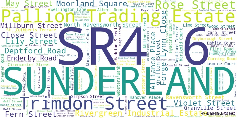 A word cloud for the SR4 6 postcode